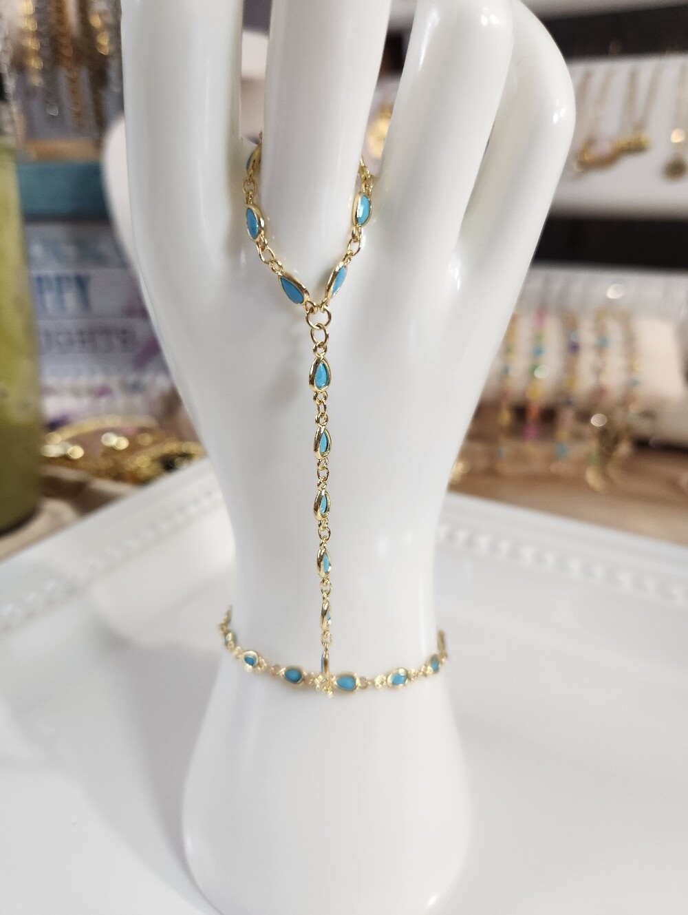 18k Gold Plated Turquoise Hand Chain